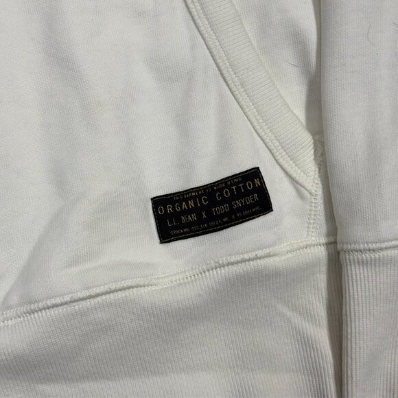 LL Bean Todd Snyder Shawl Collar Sweatshirt Organic Cotton White Small - Picture 3 of 7